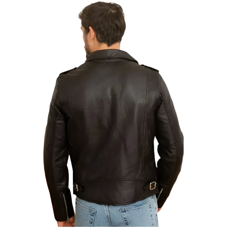 Black Leather Biker Jacket for Men - Riders Republic UK