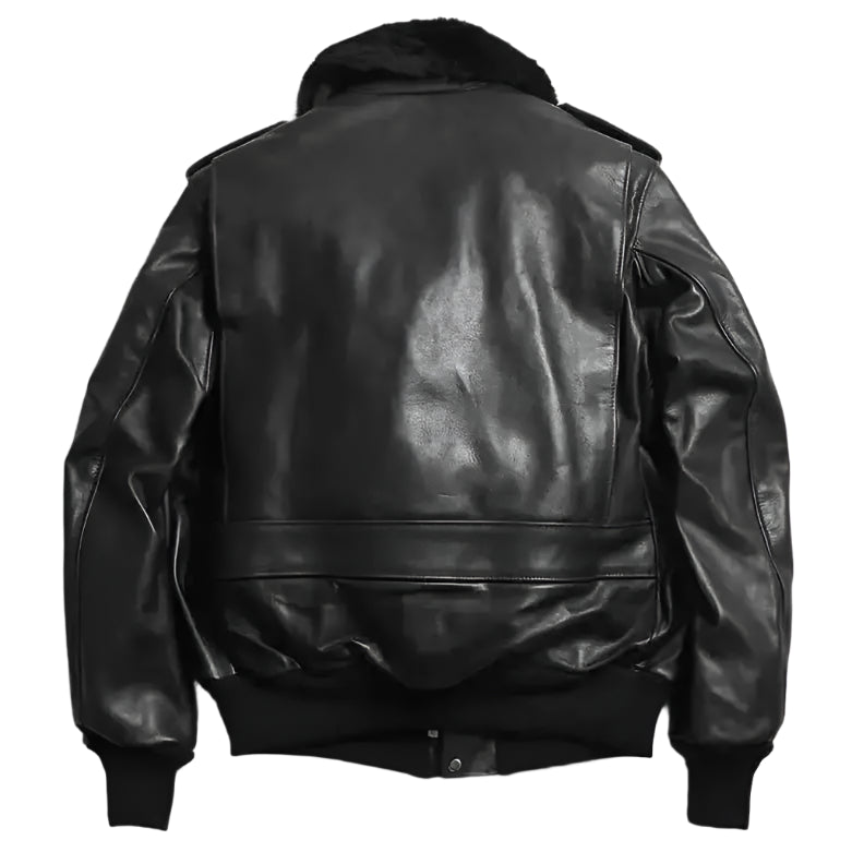 Black Mens Shearling Aviator Leather Jacket - Riders Republic UK