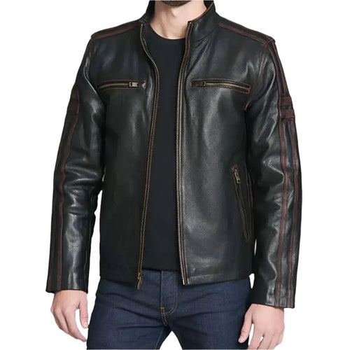 Black Rivet Leather Jacket - Riders Republic UK