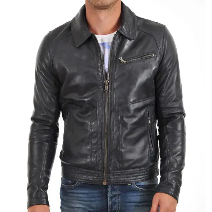 New Black Lambskin Leather Jacket - Riders Republic UK