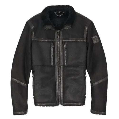 Black Tundra Shearling Motorcycle Jacket - Riders Republic UK