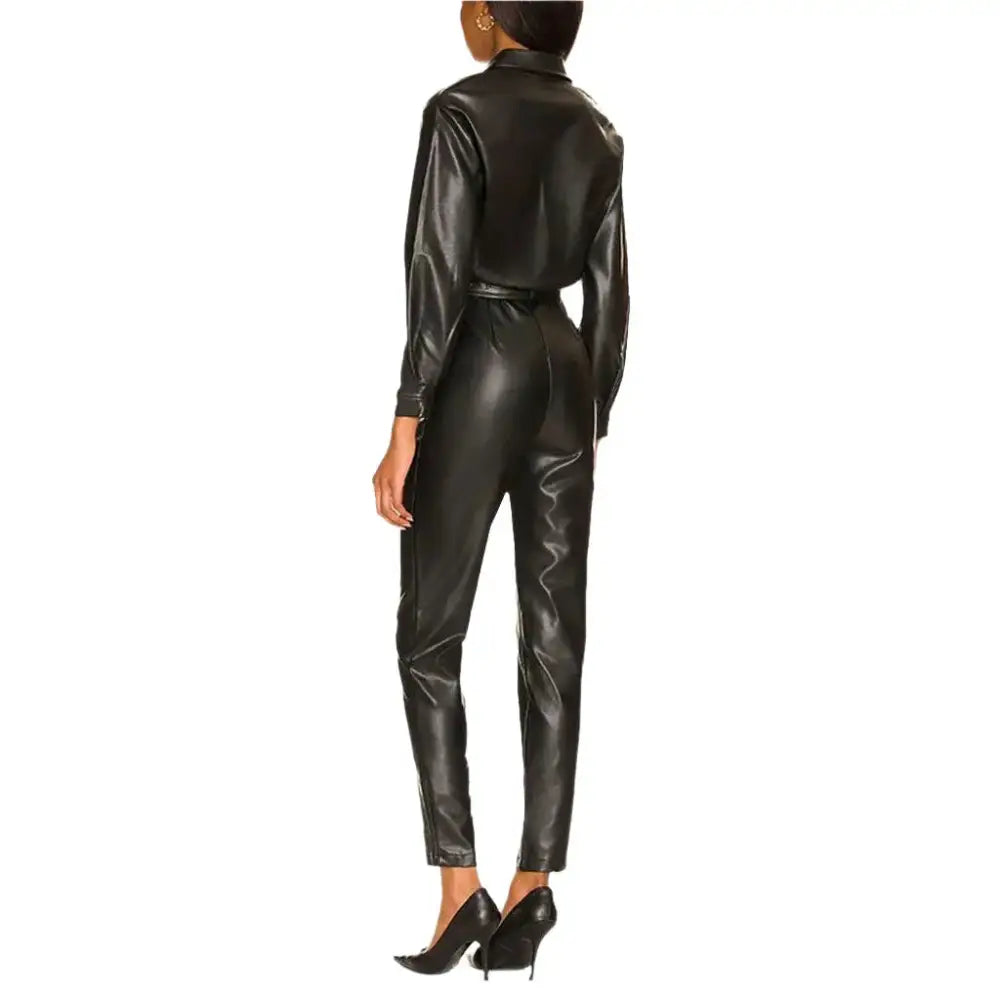 Black Leather Jumpsuit Womens One Piece - Riders Republic UK