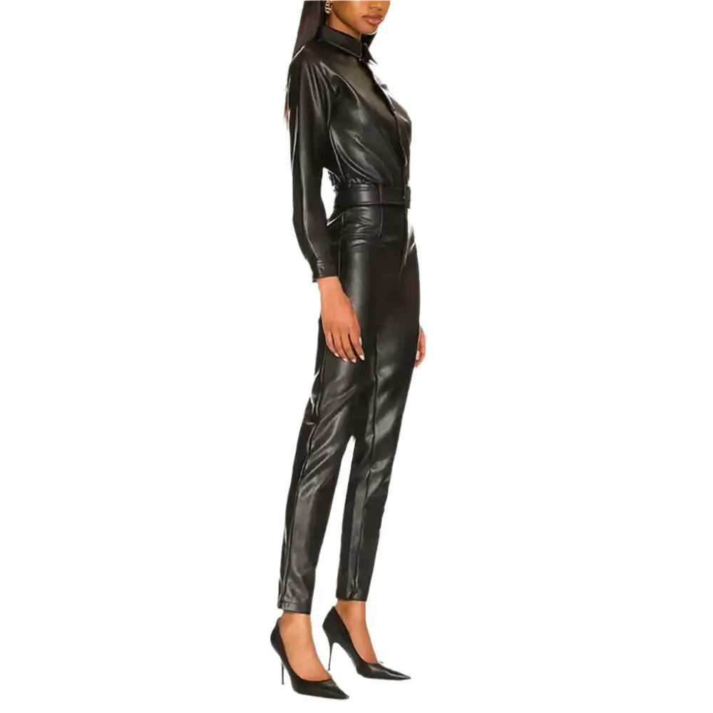Black Leather Jumpsuit Womens One Piece - Riders Republic UK