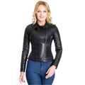 Black Womens Motorbike Leather Jacket - Riders Republic UK