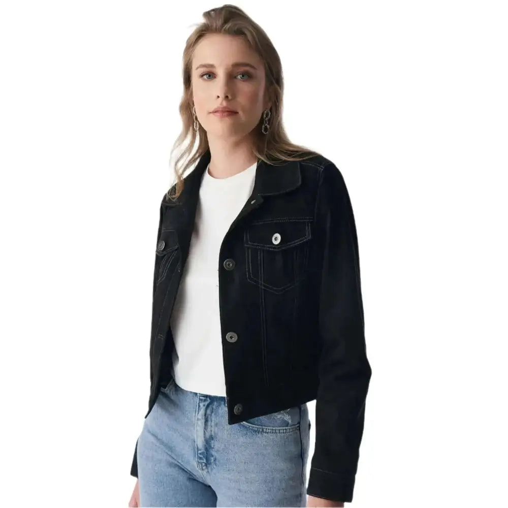 Black Womens Western Suede Jacket - Riders Republic UK