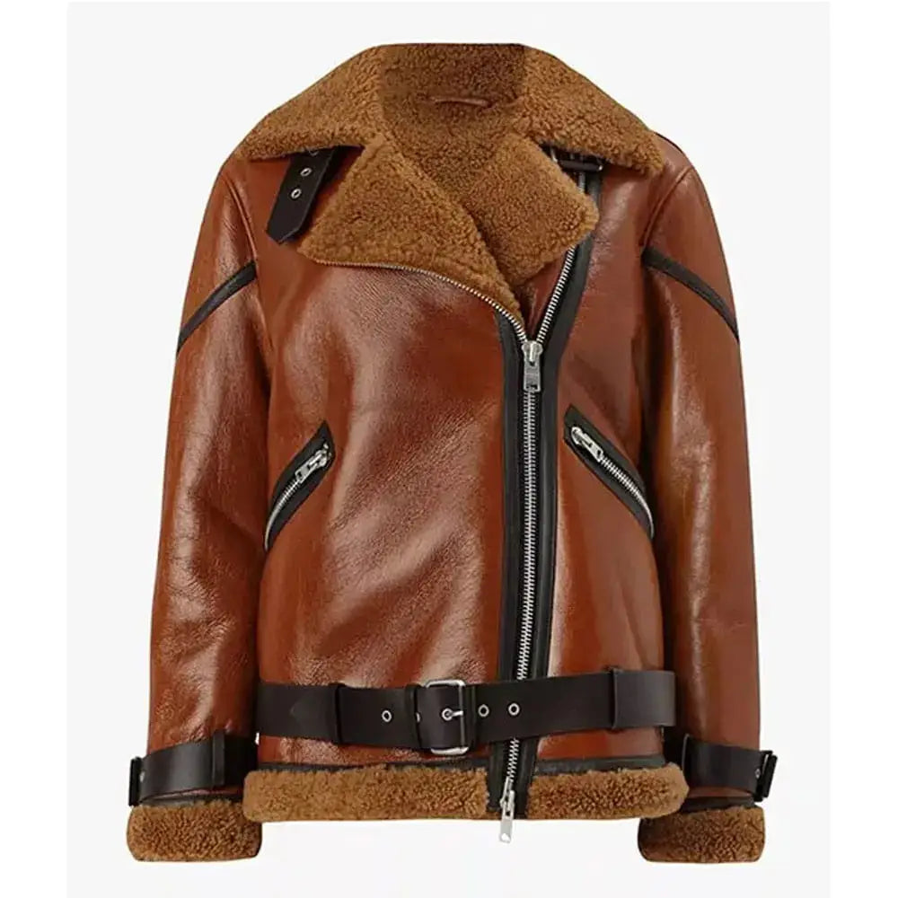 Blanche Rusty Brown Shearling Jacket - Riders Republic UK