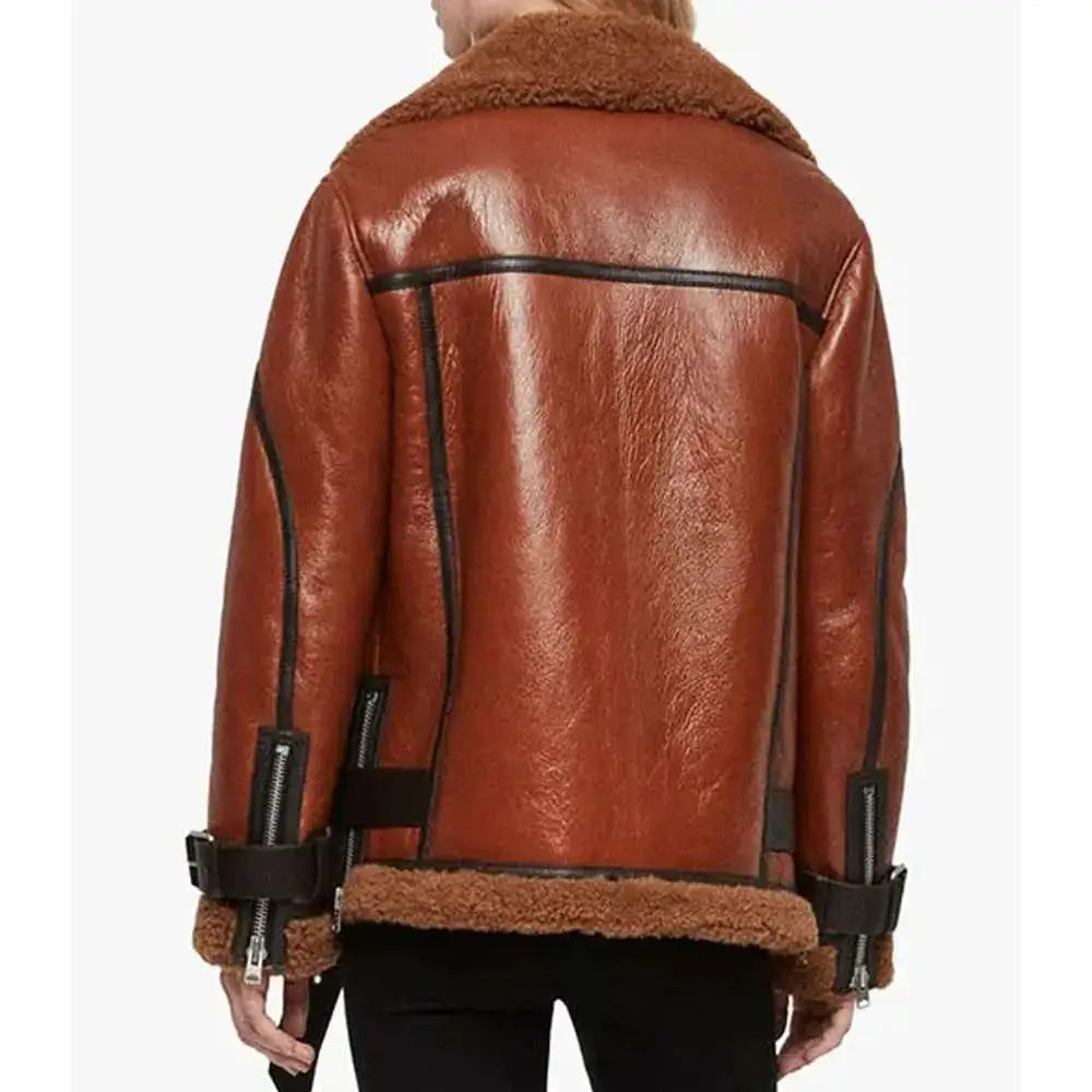 Blanche Rusty Brown Shearling Jacket - Riders Republic UK