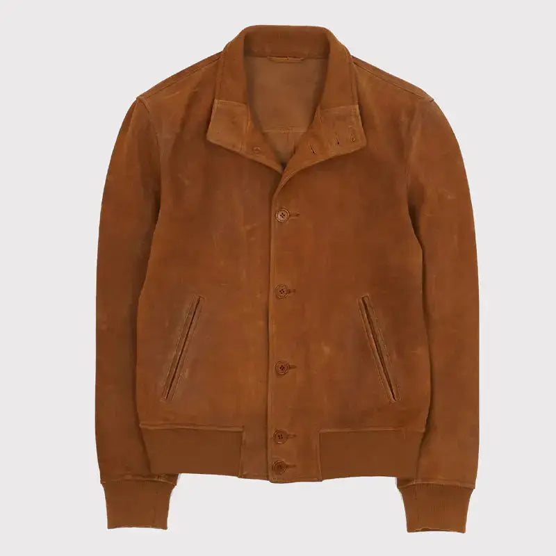 Brown Leather Cowboy Harrington Jacket - Riders Republic UK