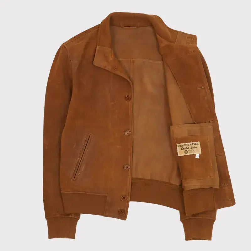 Brown Leather Cowboy Harrington Jacket - Riders Republic UK