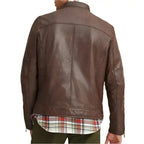 Mens Brown Leather Moto Biker Jacket - Riders Republic UK