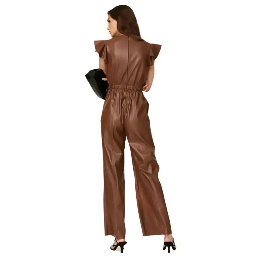Brown Sheepskin Leather Jumpsuit for Women - Riders Republic UK