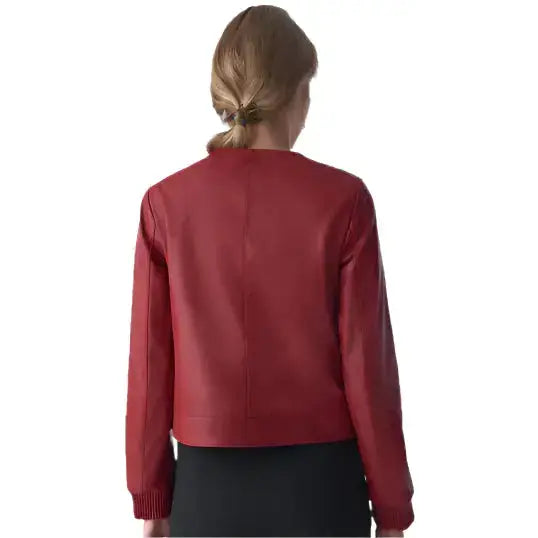 Burgundy Studded Leather Jacket Women - Riders Republic UK