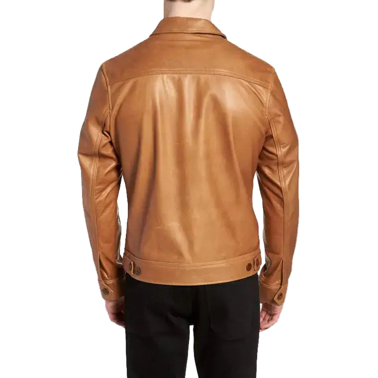 Mens Premium Brown Leather Jacket - Riders Republic UK