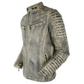 Mens White Distressed Leather Cafe Racer Jacket - Riders Republic UK