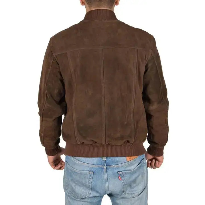 Chocolate Brown Suede Bomber Jacket - Riders Republic UK