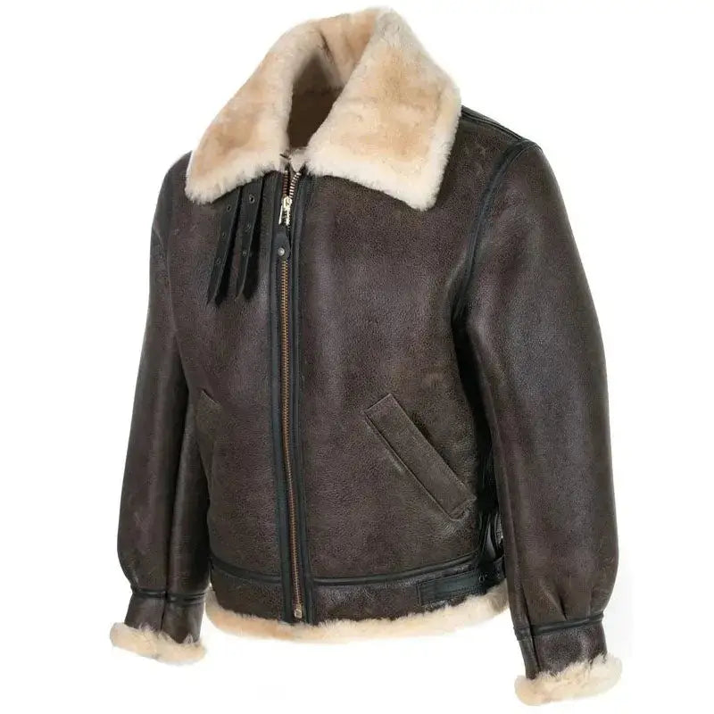 B-3 Sheepskin Leather Bomber Jacket - Riders Republic UK