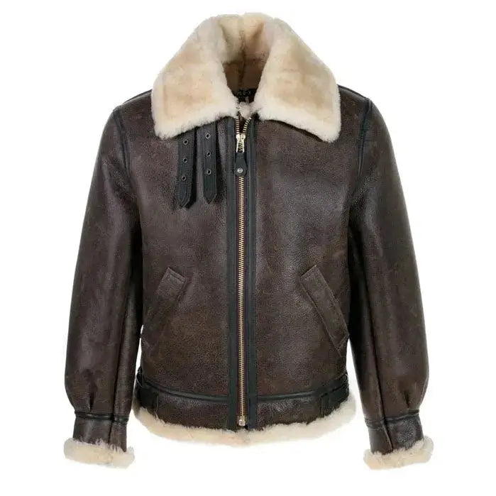 B-3 Sheepskin Leather Bomber Jacket - Riders Republic UK