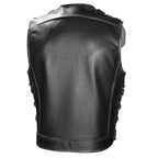 Mens Black Leather Biker Vest - Riders Republic UK