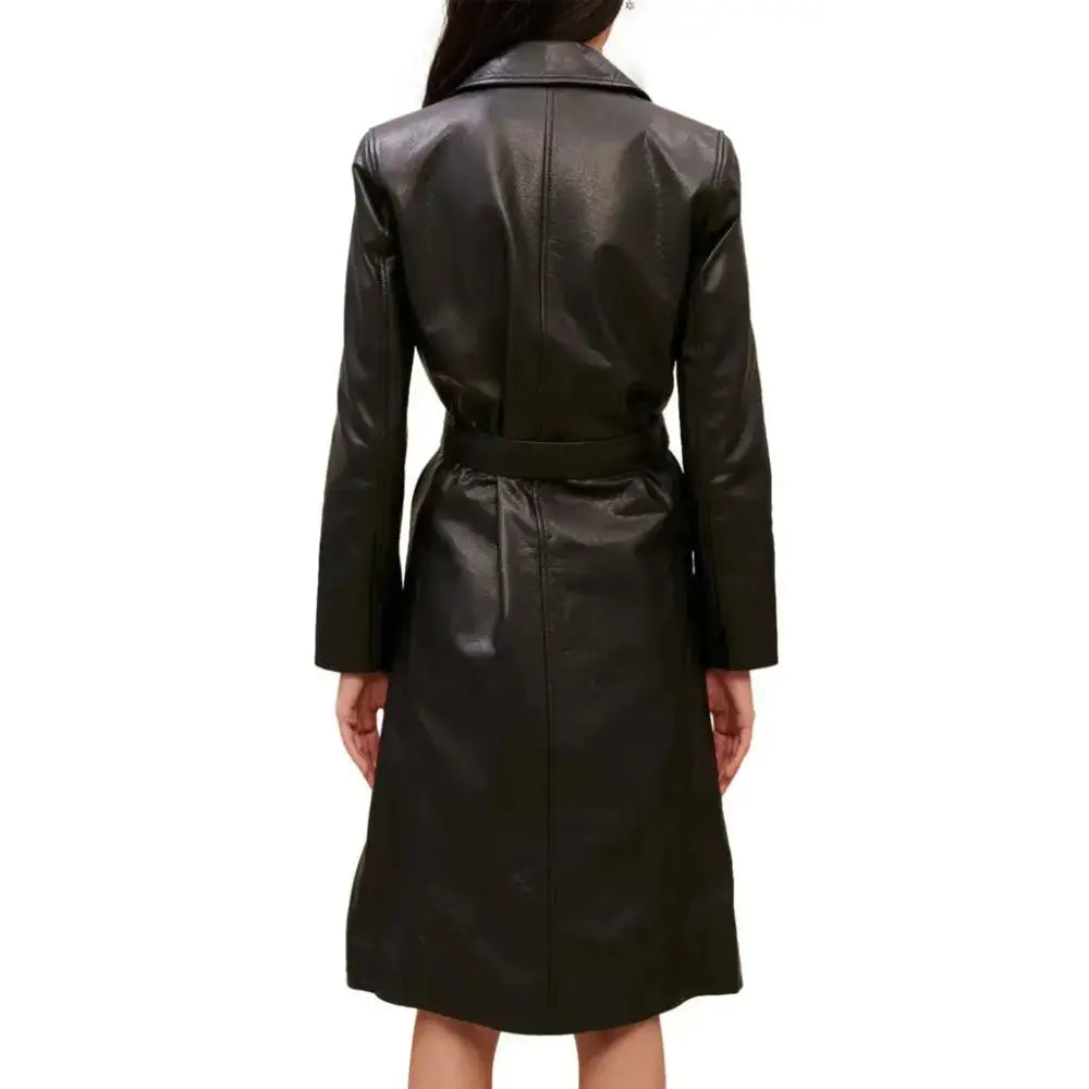 Black Leather Trench Coat for Women - Riders Republic UK