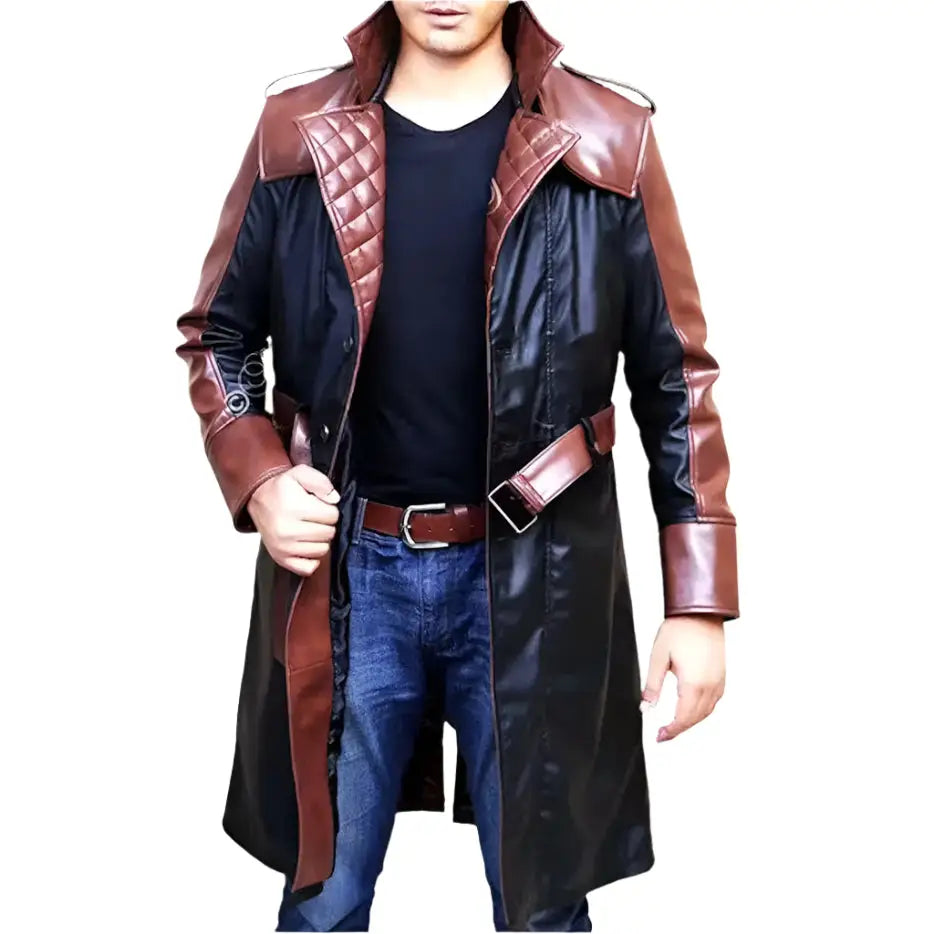 Mens Genuine Sheepskin Leather Trench Coat - Riders Republic UK