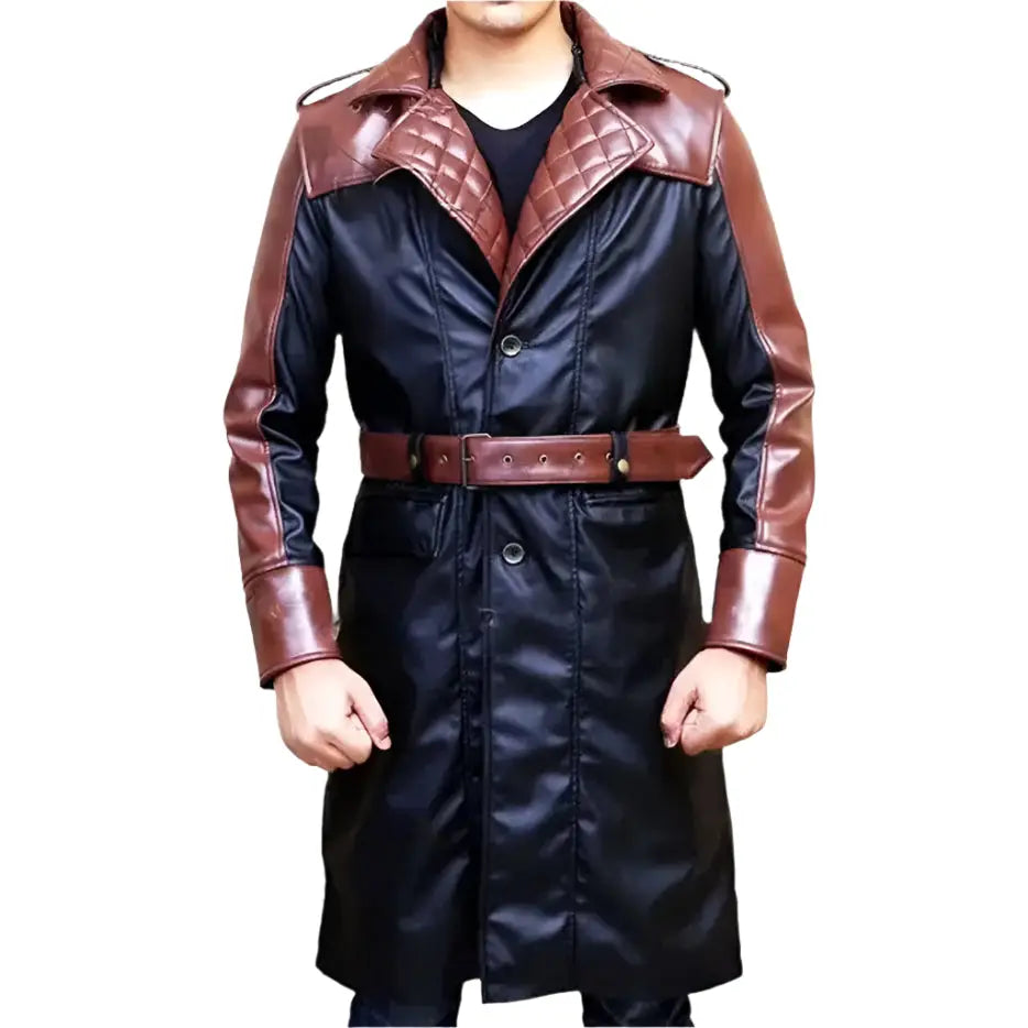 Mens Genuine Sheepskin Leather Trench Coat - Riders Republic UK