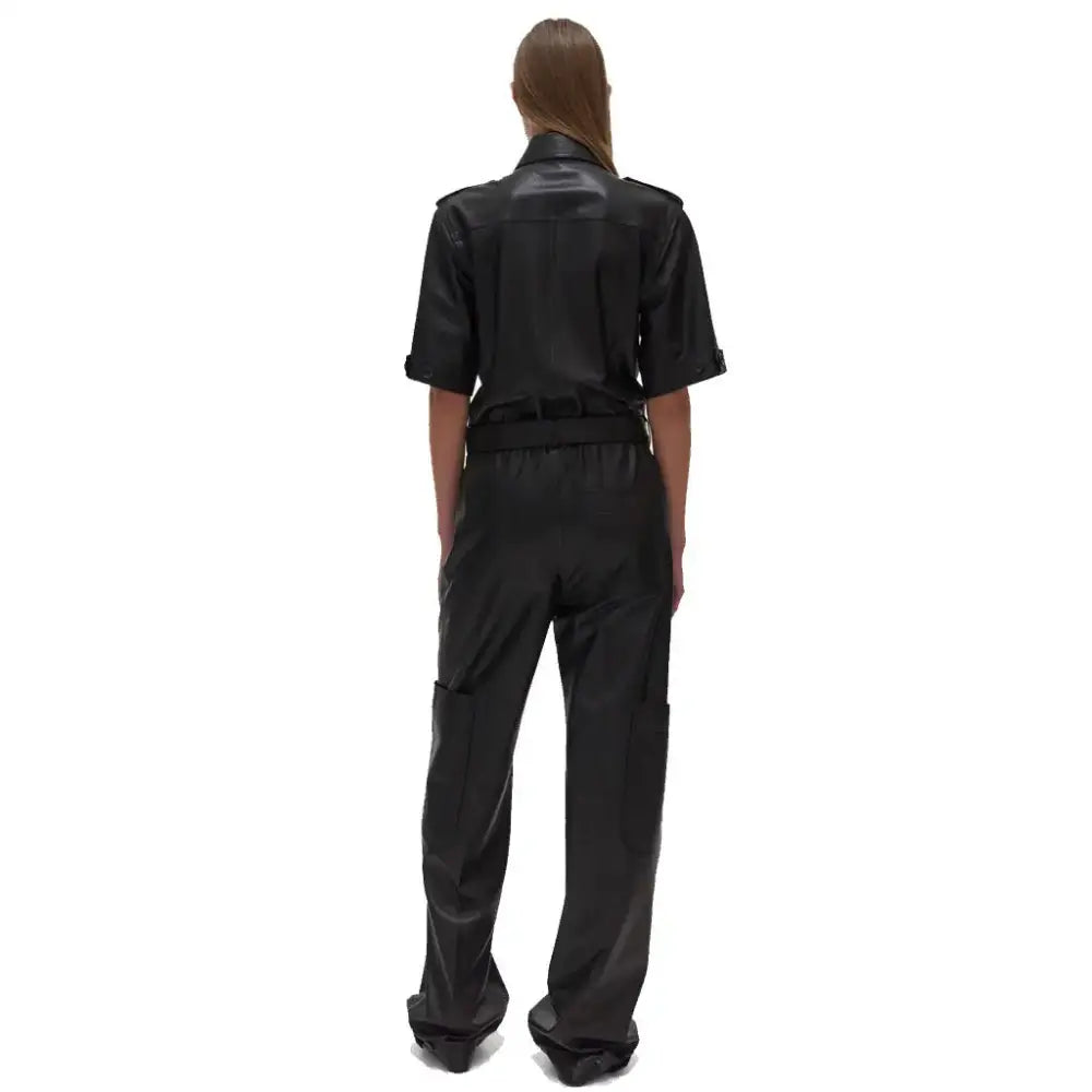 Classy Black Baggy Leather Jumpsuit - Riders Republic UK