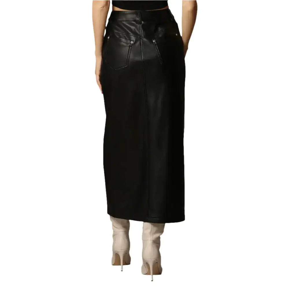 Classy Black Leg Slit Women’s Leather Skirt - Riders Republic UK