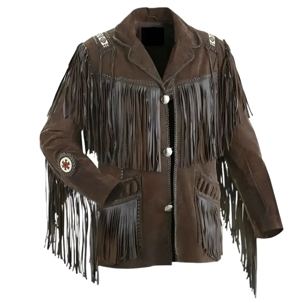 Dark Brown Leather Western Jacket - Riders Republic UK