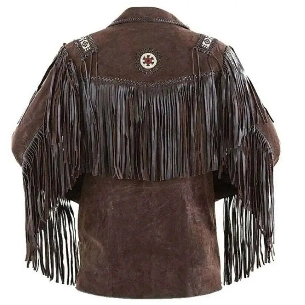 Dark Brown Leather Western Jacket - Riders Republic UK
