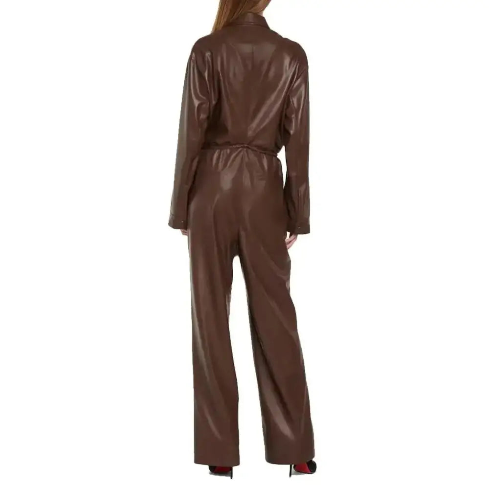 Chocolate Brown Leather Jumpsuit Women - Riders Republic UK