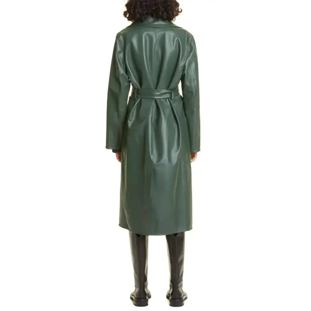 Green Womens Wrap Leather Coat - Riders Republic UK
