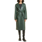 Green Womens Wrap Leather Coat - Riders Republic UK