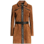 Tan Brown Suede Leather Women’s Coat - Riders Republic UK
