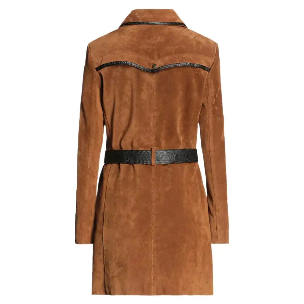 Tan Brown Suede Leather Women’s Coat - Riders Republic UK
