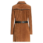 Tan Brown Suede Leather Women’s Coat - Riders Republic UK