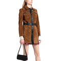 Tan Brown Suede Leather Women’s Coat - Riders Republic UK