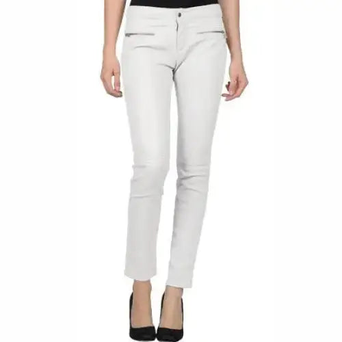 Elegance White Leather Pants Women - Riders Republic UK