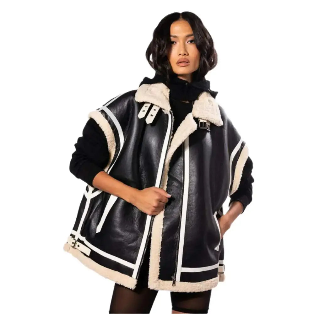 Black Oversize Shearling Utility Vest - Riders Republic UK