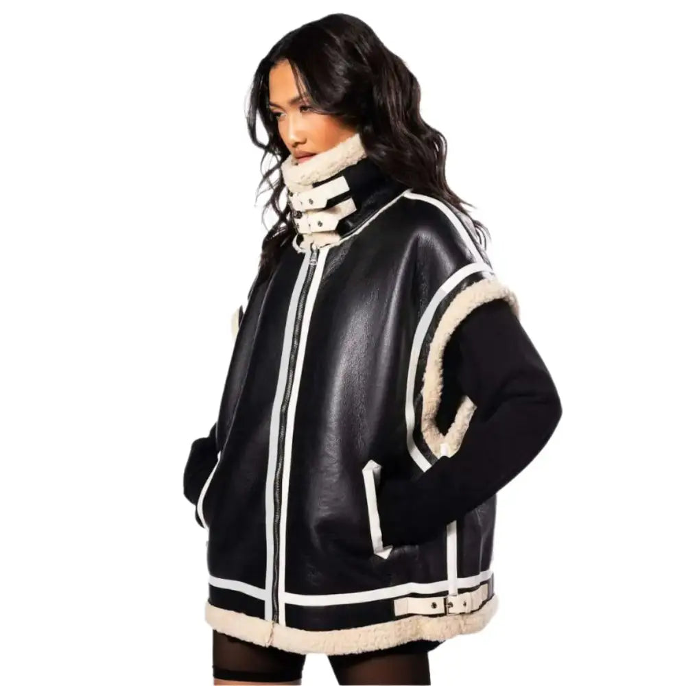 Black Oversize Shearling Utility Vest - Riders Republic UK