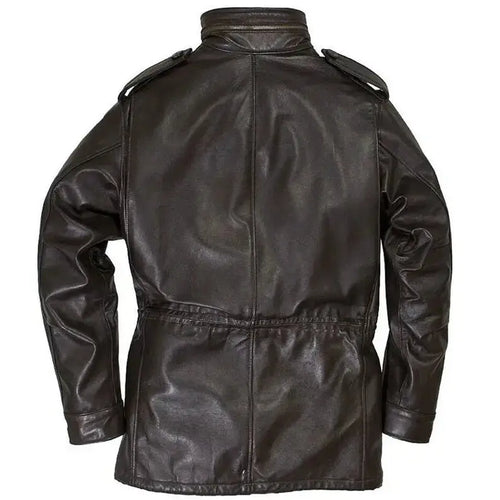Brown Leather Button Front Jacket - Riders Republic UK