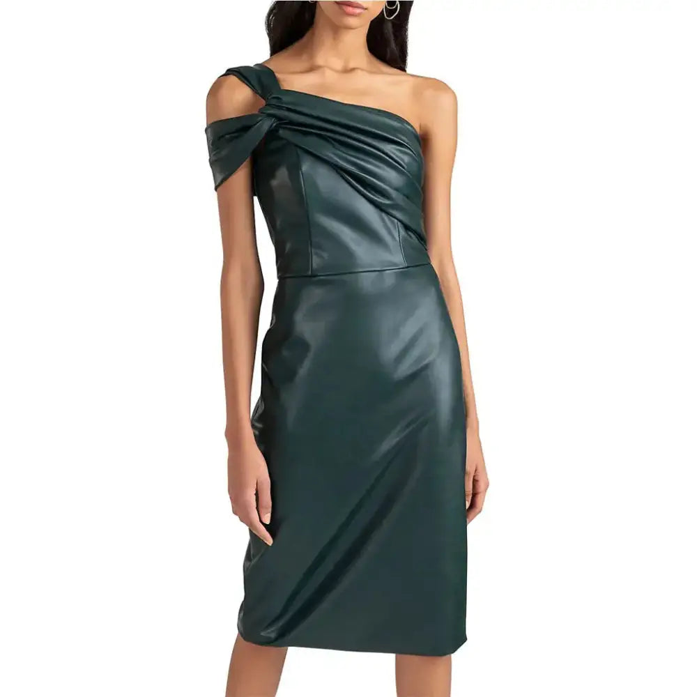 Forest Green Leather Cocktail Dress - Riders Republic UK