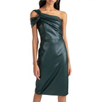 Forest Green Leather Cocktail Dress - Riders Republic UK
