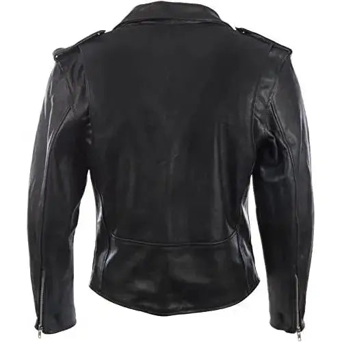 Black Genuine Leather Biker Jacket - Riders Republic UK