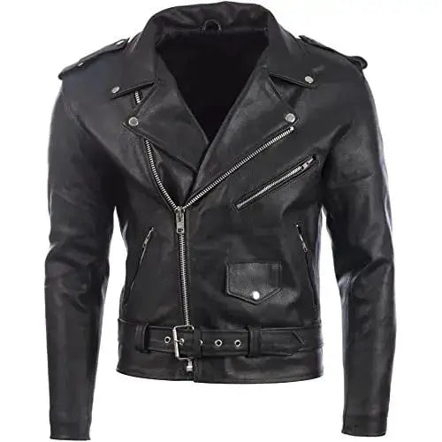 Black Genuine Leather Biker Jacket - Riders Republic UK