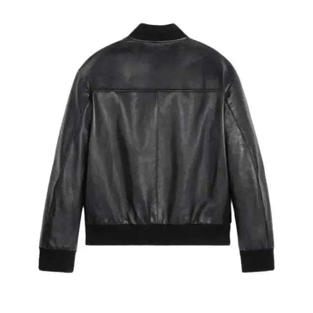 Genuine Leather Black Bomber Jacket - Riders Republic UK