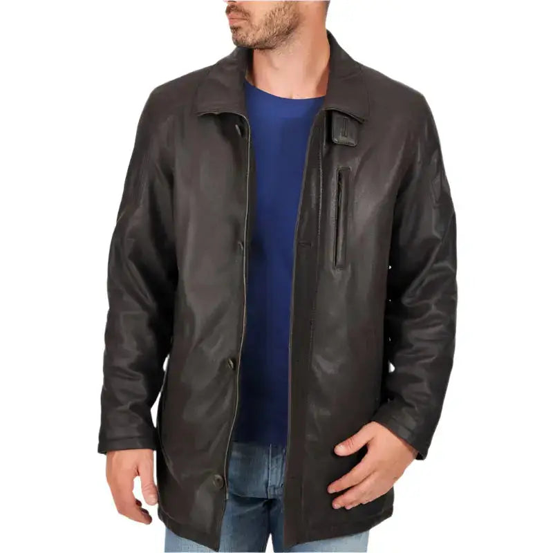 Mens Black Leather Sport Coat - Riders Republic UK