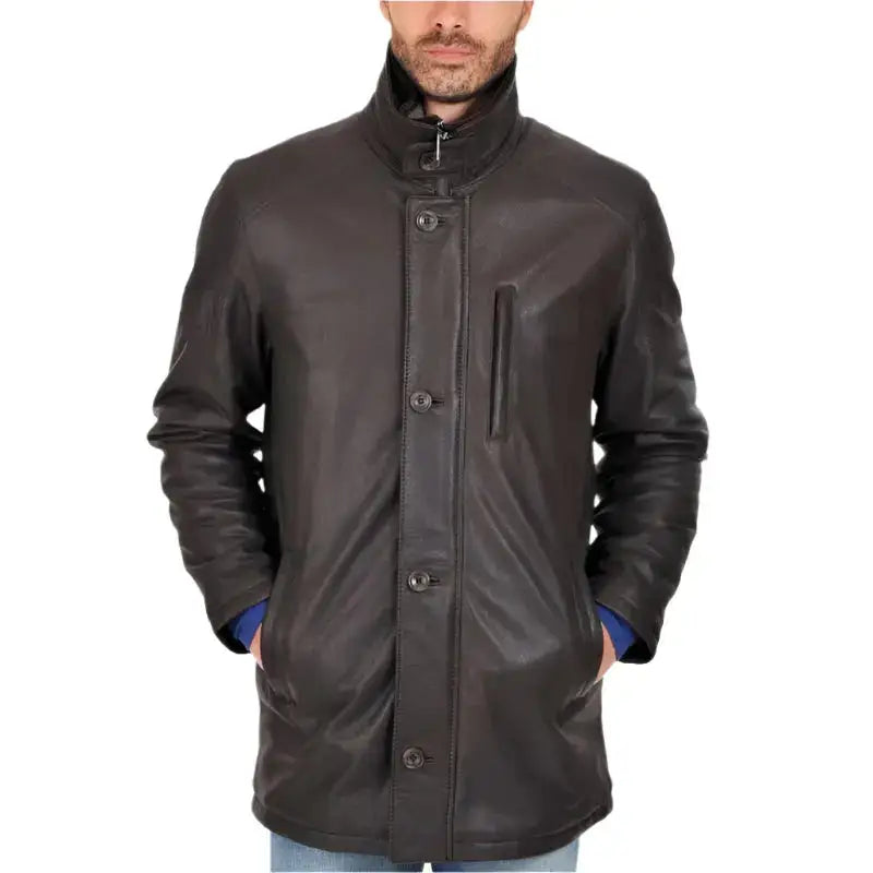 Mens Black Leather Sport Coat - Riders Republic UK