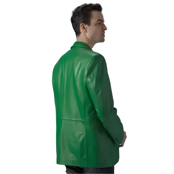 Mens Green Leather Blazer - Riders Republic UK