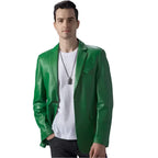 Mens Green Leather Blazer - Riders Republic UK