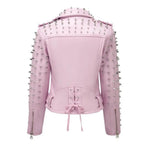 Hot Pink Studded Leather Jacket - Riders Republic UK
